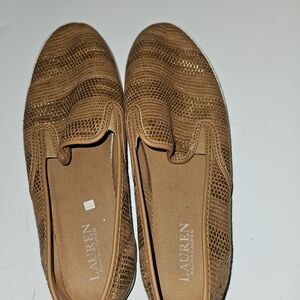 Lauren Ralph Lauren Tan Textured Loafers Slip On Size 9